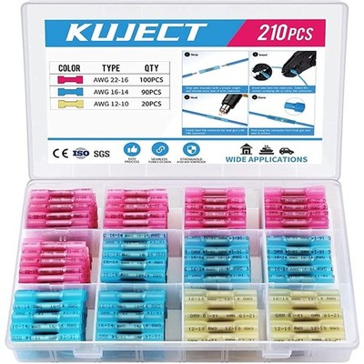 Kuject Stoßverbinder 210stk Kabelverbinder Quetschverbinder Wasserdicht