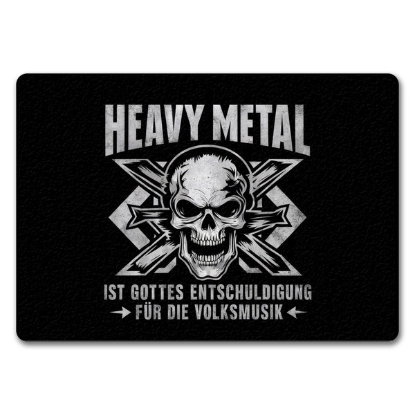 Heavy Metal Statt Volksmusik FußMatte In 35X50 Cm Ohne Rand Mit Totenkopf-image