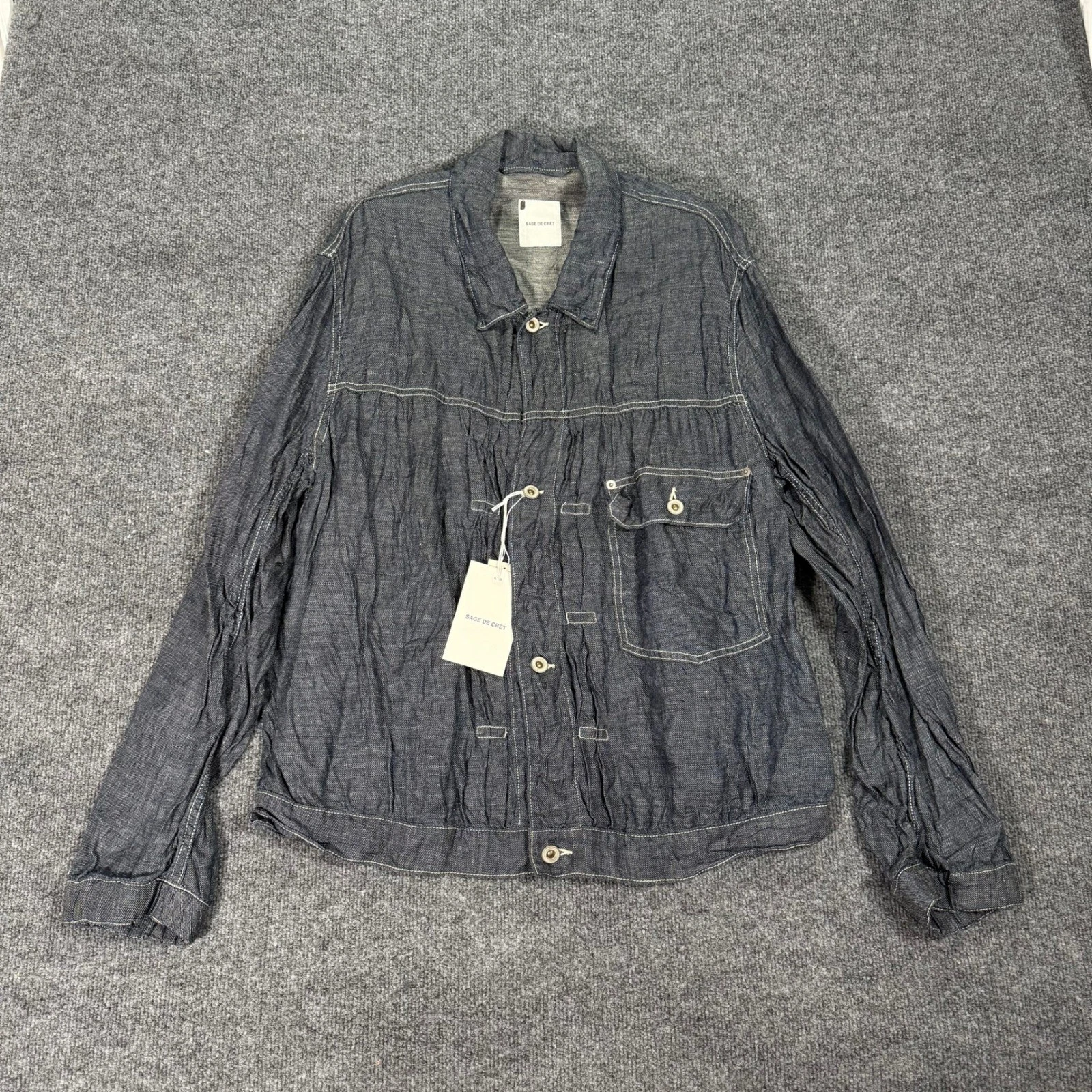 NWT SAGE De CRET Mens Blue Linen Denim Chambray Jacket Made in Japan Size XL
Opens in a new window o