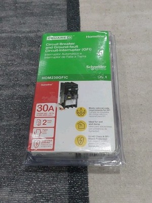 Square D Homeline HOM230GFIC 30A Two Pole Circuit Breaker New D