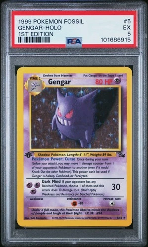 1999 POKEMON FOSSIL 1ST ED #5 GENGAR-HOLO PSA 5