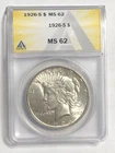 1926 S PEACE "ANACS MS62"- STUNNING HIGH POINTS, HAIR /PEACE/EAGLE, A MUST 💥 ✅