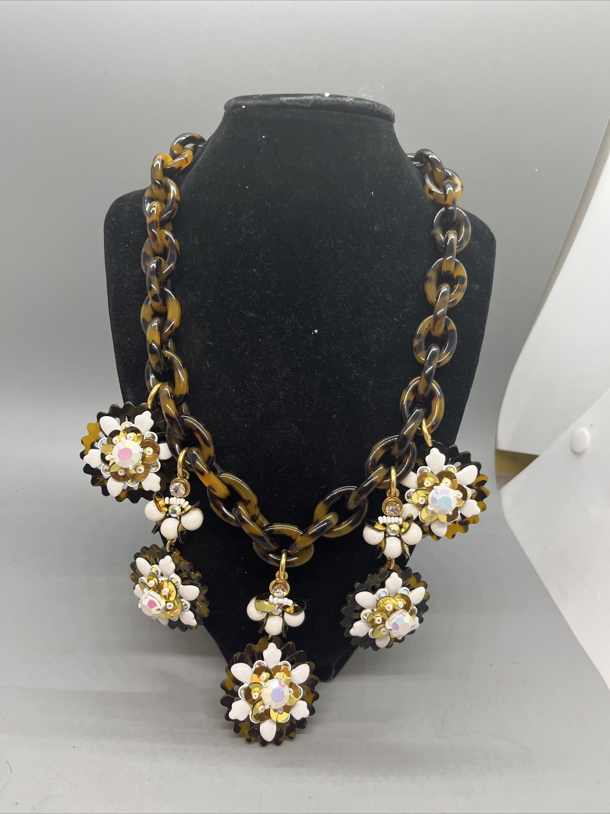 J CREW Tortoise Shell Flower DANGLE 
