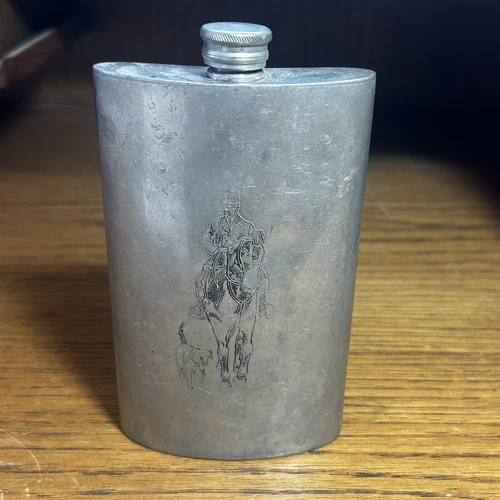 Vintage Orvis Sheffield England Silver Sheffield Horse Design Flask 8oz - Picture 1 of 6