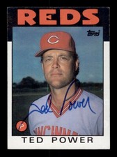 SIGNED 1986 TOPPS #108 TED POWER AUTOGRAPH CINCINNATI REDS