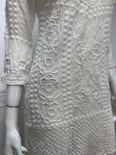 Yoana Baraschi White Floral Embroidered Lace Dress BHLDN Anthropologie S - Picture 7 of 13