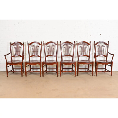 Ethan Allen Style Shaker Solid Cherry Wood Dining Chairs, Set of
