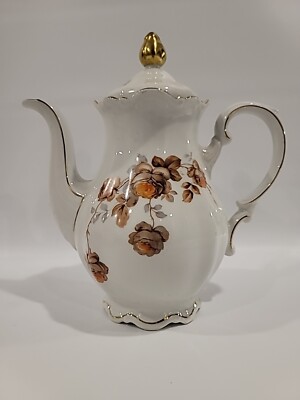 Teapot Brown Roses Mitterteich Bavaria Germany Porcelain Norwey Norway Rose