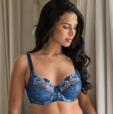 Sirens by Pour Moi Sofia Embroidered Side Support Bra Dusk/Blue