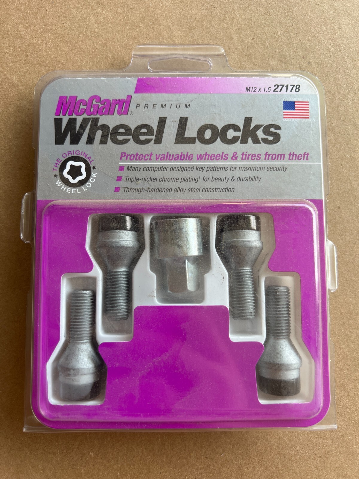 McGard 27178 Chrome Bolt Style Cone Seat Wheel Locks (M12 x 1.5 Thread Size) Set