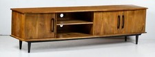 Design Echtholz Mango Holz Stahl TV Board Kommode Elias 200 cm x 50 cm Braun