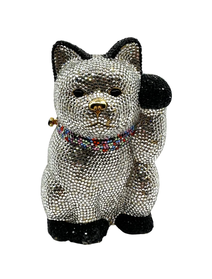 Bolso de Noche Judith Leiber Multicolor Cristal Swarovski Exención Gato Manaudiere