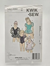 Kwik Sew sewing pattern 2263 Child's Leotards, Girls Sizes 4-7, 3 Styles, UNCUT