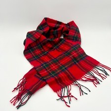 Vintage Woodward 100 Pure Lambswool Red Plaid Scarf With Fringe Germany Classic