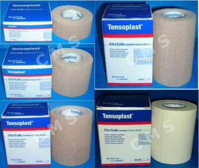 BSN TENSOPLAST Elastic Adhesive Bandage 1'' 2'' 3'' 4'' 5yd Beige White ELASTOPLAST 
