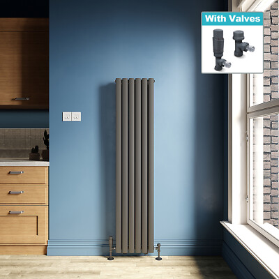 Vertical Radiator 1600x360 Double Anthracite Oval Column Heating