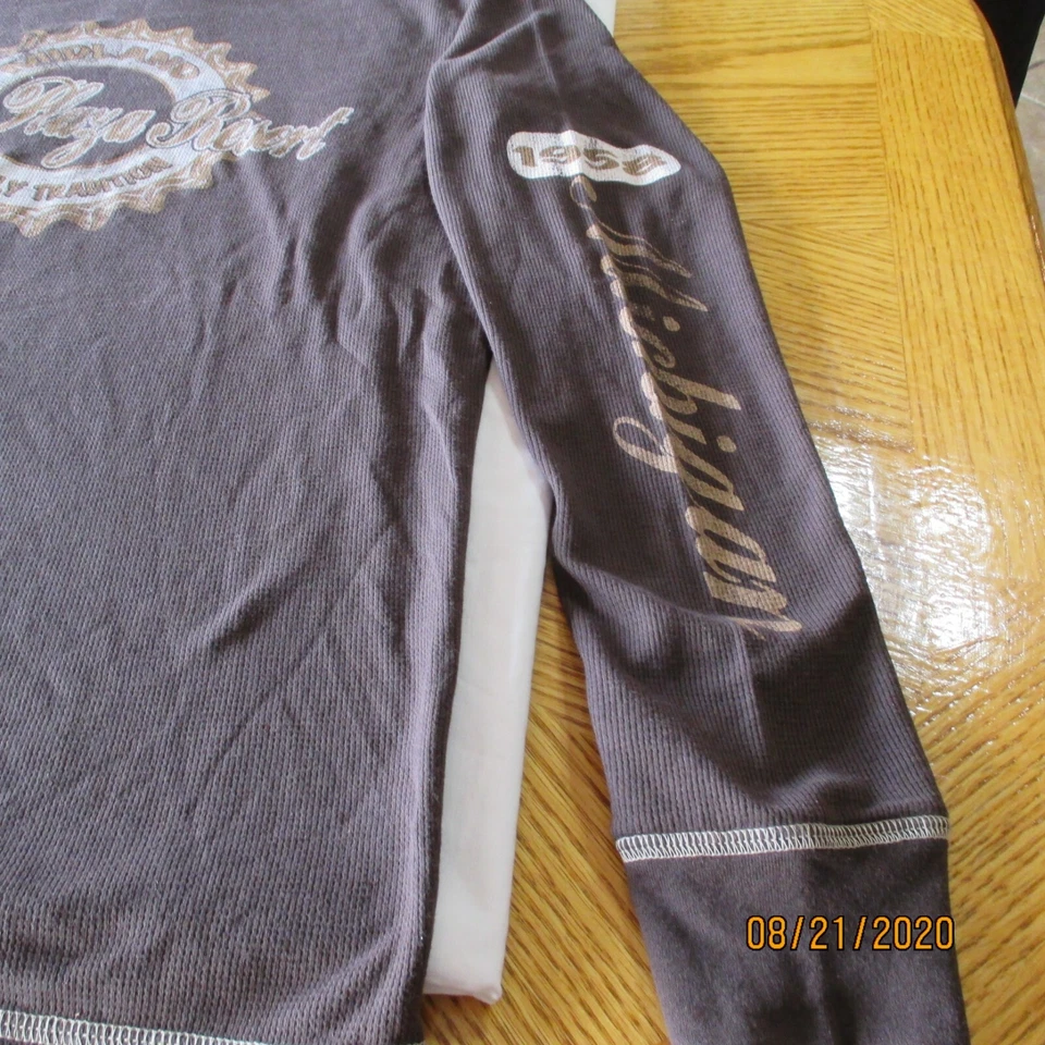 NUEVO Lona Unisex Adulto MANGA LARGA Camisa CAFÉ Marrón Pullover XL Foto 3 de 4