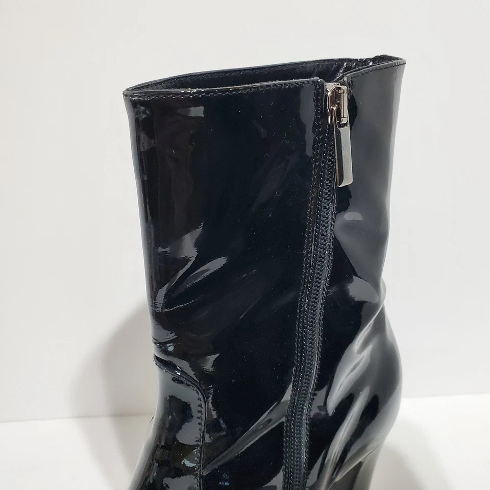 AQUATALIA Black Patent Leather Boots Size 8 Midi 3” Heel Lined Zip waterproof - Image 2 of 4