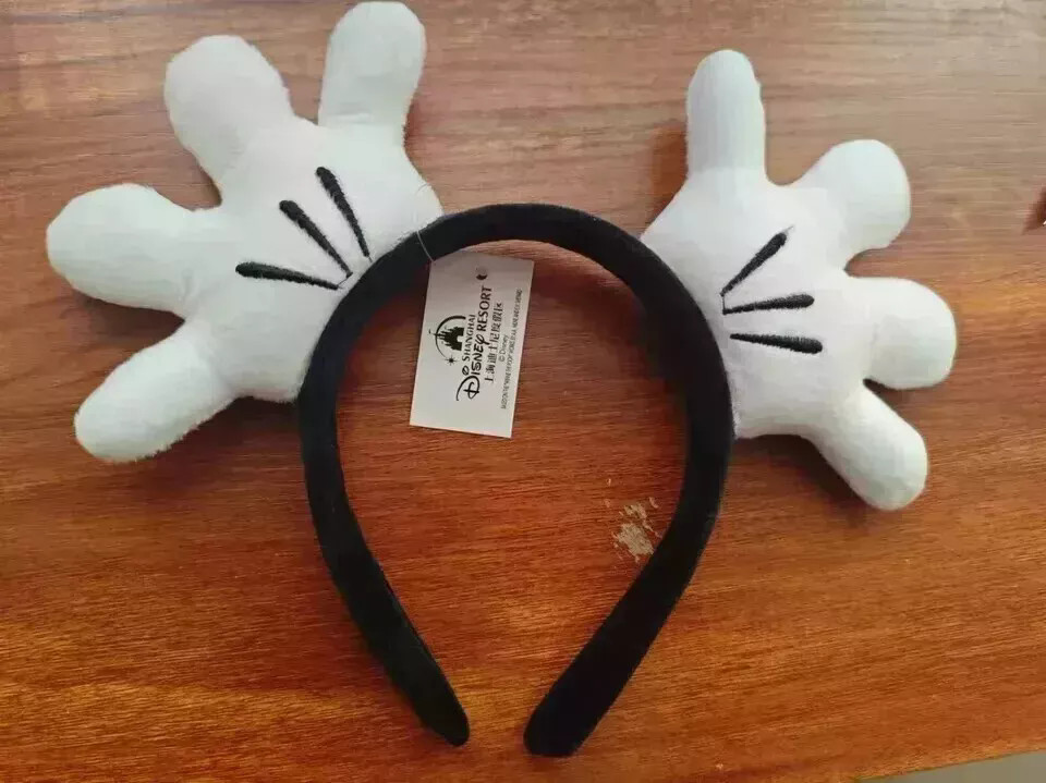 Disney Mickey Write Grove Headband Ears Hat HairBand Ear Plush Hand