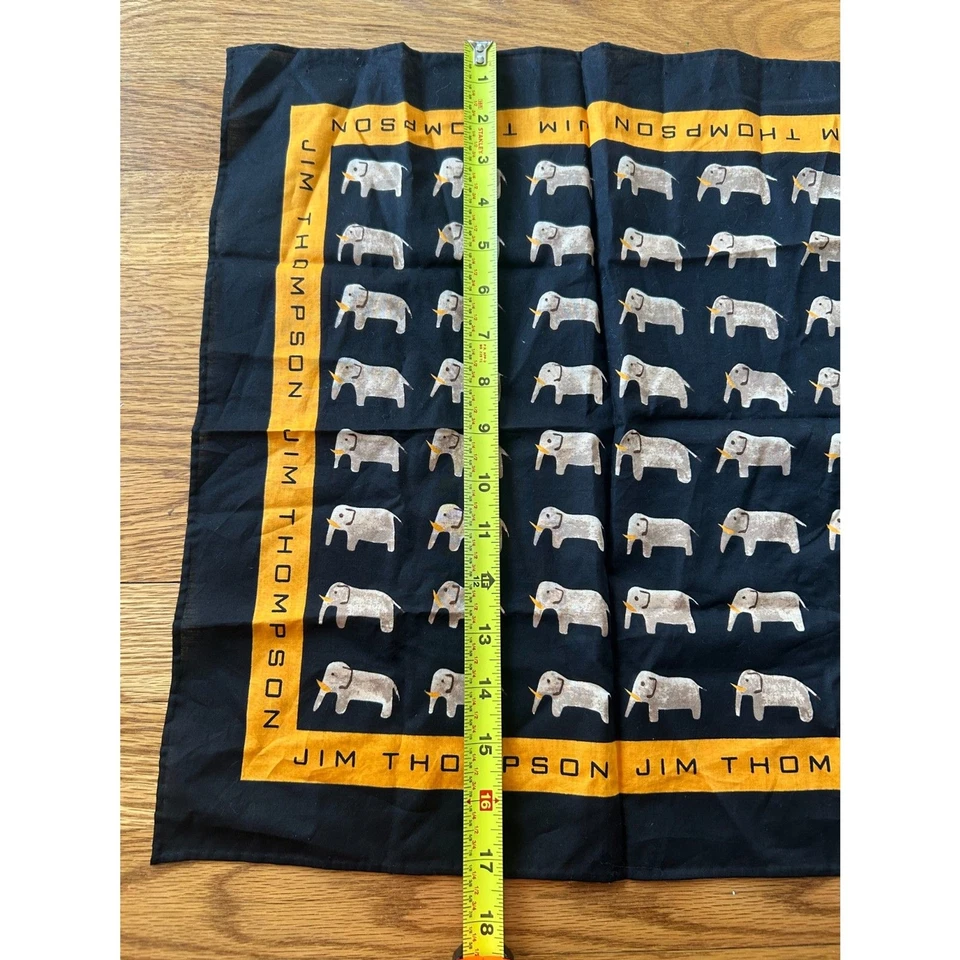 Pañuelo vintage Jim Thompson elefante algodón negro Foto 3 de 4