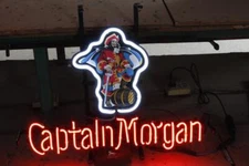 Captain Morgan Rum Spiced Rum 17"x14" Neon Sign Light Lamp Bar Beer Real Glass