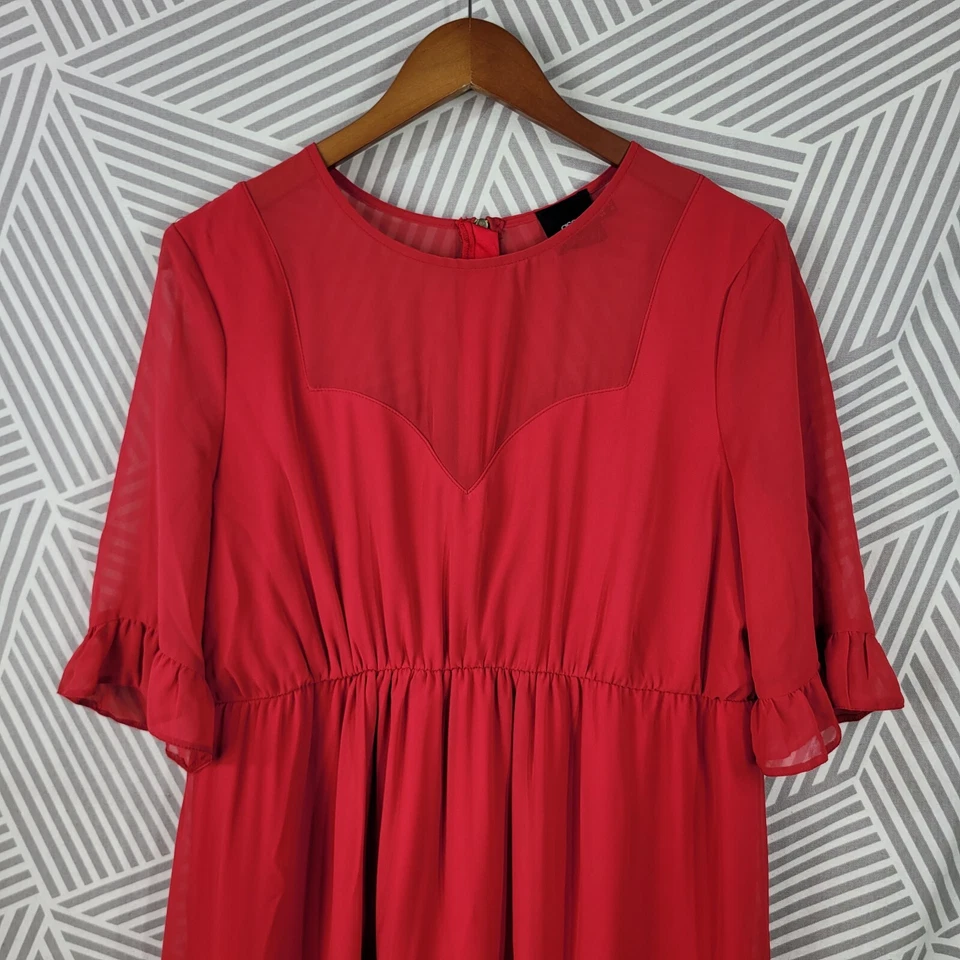 Vestido de Maternidad Asos Talla 10 EE. UU. Fiesta Funda Rojo Malla Volantes Evento Noche Foto 3 de 4