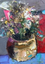 Original abstract painting oil on canvas board 5x7 in by Anastasiya Kimachenko