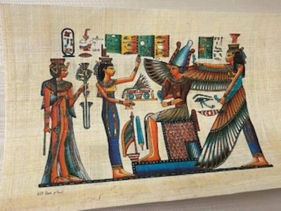 Vintage Egyptian Art Painting AKHANTIN  Papyrus Paper 8'' X 6''