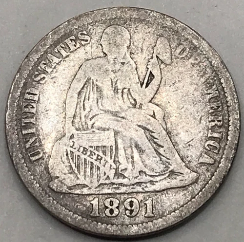 1891 Seated Liberty Dime ~ VG