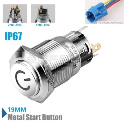 19mm RGB Tri-color High+Power symbol LED illuminated IP67 Stainless steel switch