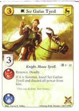 3 x Ser Garlan Tyrell AGoT LCG 1.0 Game of Thrones Fire and Ice 22