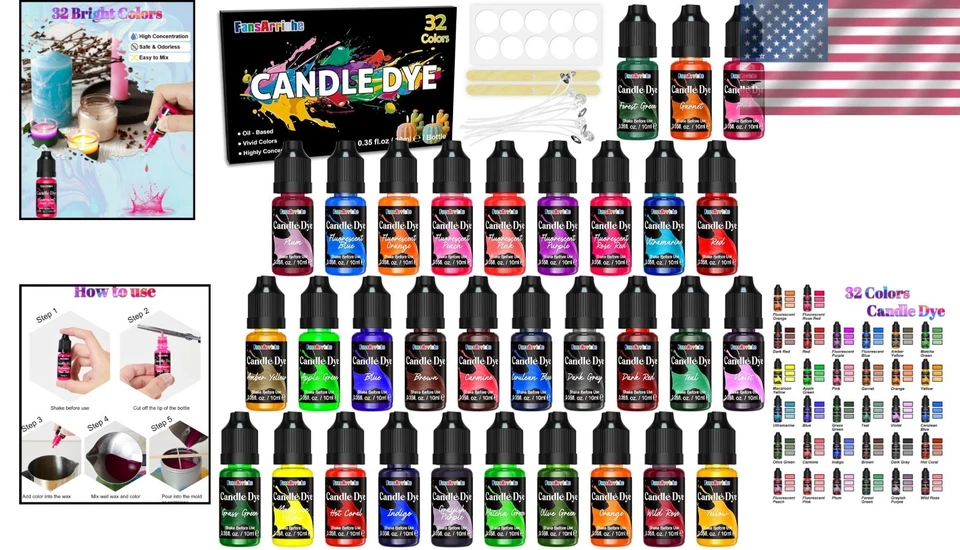 32 Colors Liquid Candle Dye - Highly Concentrated and Skin-Safe for DIY Projects - Image 2 of 4