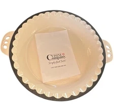 Extra Deep Pie Pan Enamel Coated Cast Iron Crimped Edges 10.25 inch New