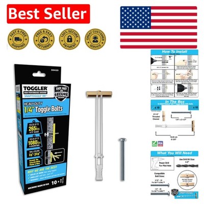 10-Pack SNAPTOGGLE Anchors: Effortless One-Person Installation & 401 lb Load