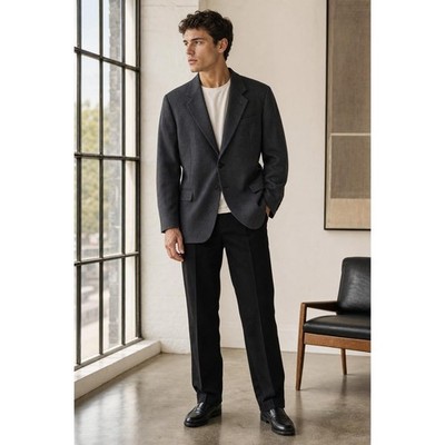 San Remo Wool Blazer Men's 44R Charcoal Gray Super 100's Italian Sport Coat