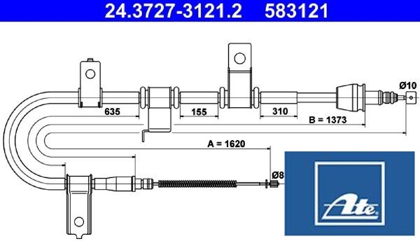 Ate 24.3727-3121.2 Seilzug FüR Feststellbremse Handbremsseil Bremsseil-image
