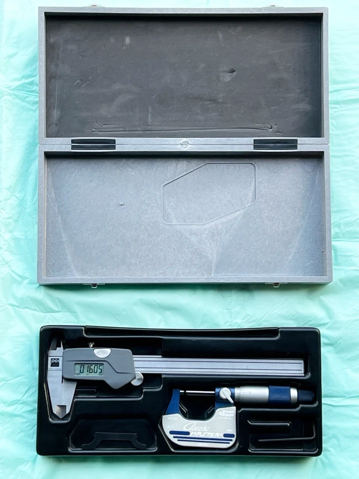 ***Conjunto de micrômetro/caliper/régua marrom e afiado 599-868-150 FEITO NA SUÍÇA BOM*** - Imagem 2 de 4