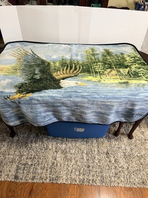 M Pettis Bald Eagle Fleece Throw Blanket Cabin Wildlife Nature River 50x60 Plush