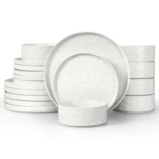 Dinnerware Dinner Sets for 6, 18 Piece Ceramic Plates and Bowls Dish Set, Kit...