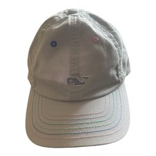 Vineyard Vines Cap Hat Light Grey Whale Rainbow Stitch Brim Adjustable Preppy