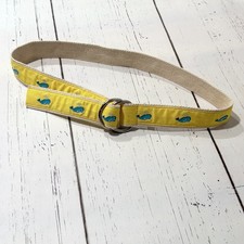 J. Crew Women's Yellow Whale Double D Ring Canvas Belt Size S/M
