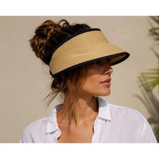 J.Crew Packable Straw Visor Hat Roll-Up Sun H...