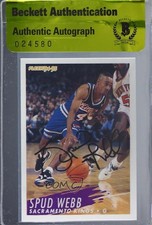 BAS 1994-95 Fleer Spud Webb #198 Authentic Auto 3c7