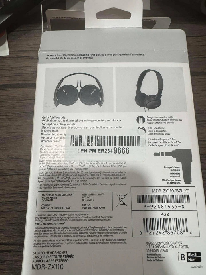 Sony ZX110NC Headband Wired Headphones - Black - Image 3 of 3