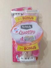 Schick Quattro Razor Raspberry Rain Scented Handles 4-Blades Pivoting Head Qty 4
