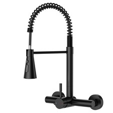 Matte Black Wall Mount Kitchen Faucet Single Handles, 8 Inch Center Wall Comm...