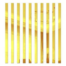10 Pcs Mirror Wall Stickers Striped Design Mirror Art Tile Decal DIY Self Gold