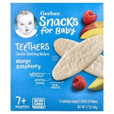 Snacks for Baby, Teethers, Gentle Teething Wafers, 7 Months, Mango Raspberry,