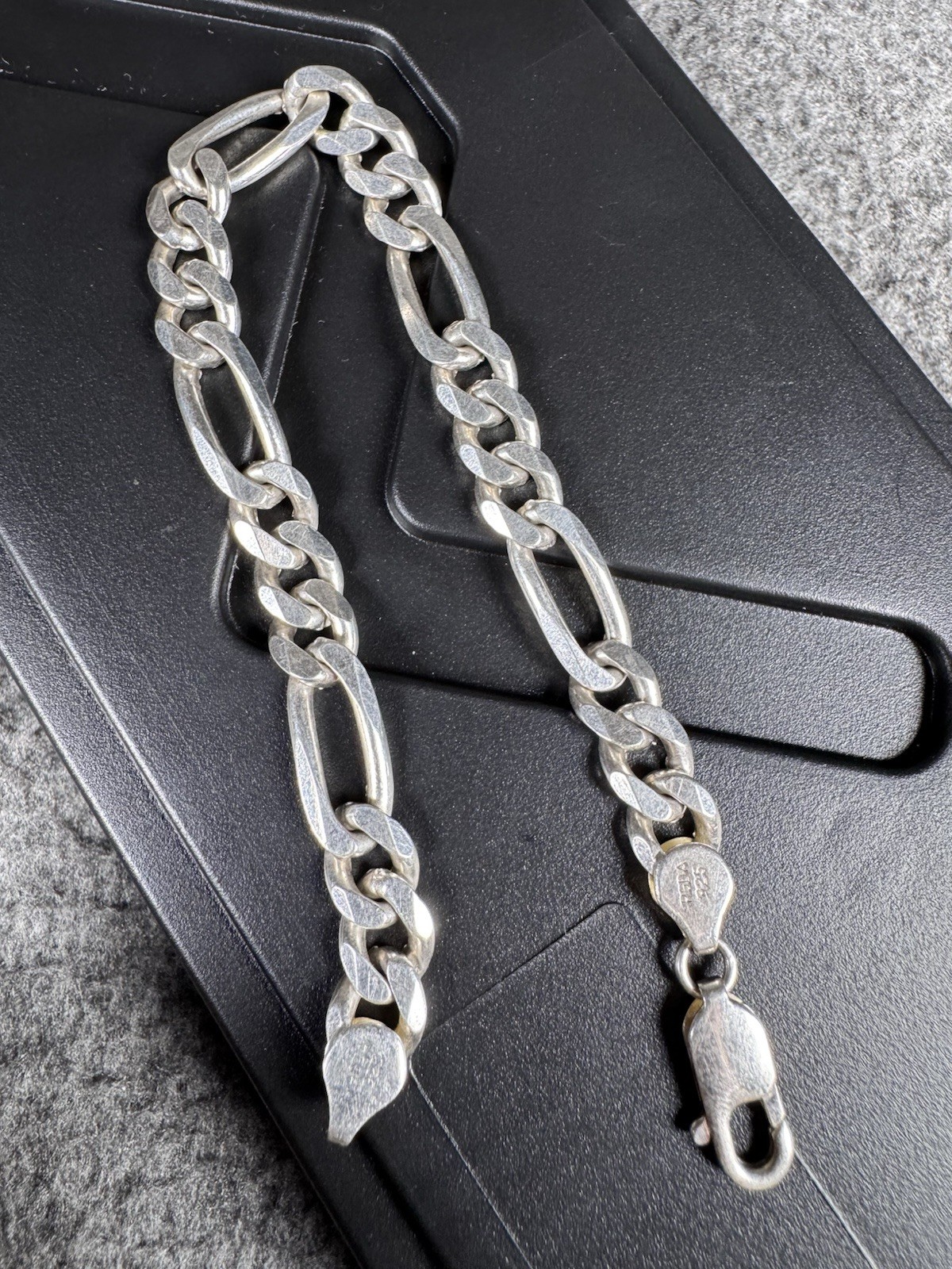 Figaro Link Bracelet 8” Solid Sterling Silver 925… - image 1