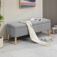 Homcom Sitzbank Polsterbank Mit Stauraum Scandinavia Polyester Holz Grau